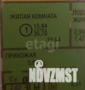 1-к квартира, вторичка, 36м2, 16/19 этаж
