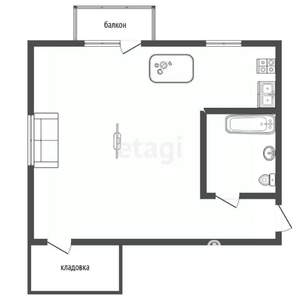 Студия квартира, вторичка, 32м2, 2/2 этаж