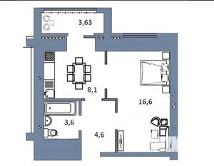 1-к квартира, вторичка, 33м2, 5/14 этаж