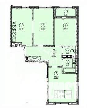 3-к квартира, вторичка, 76м2, 8/16 этаж
