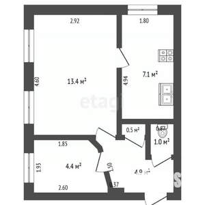 2-к квартира, вторичка, 31м2, 2/2 этаж