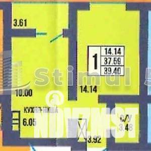 1-к квартира, вторичка, 39м2, 11/14 этаж