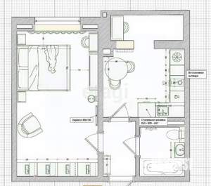1-к квартира, вторичка, 35м2, 19/19 этаж