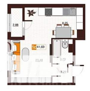 1-к квартира, вторичка, 42м2, 12/17 этаж