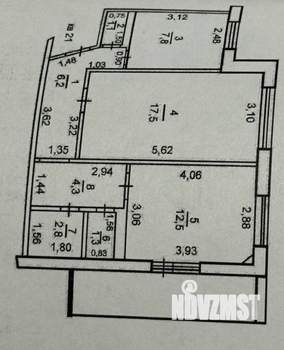 2-к квартира, вторичка, 54м2, 6/9 этаж