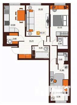 3-к квартира, вторичка, 76м2, 2/17 этаж