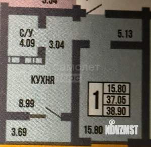 1-к квартира, вторичка, 43м2, 7/17 этаж