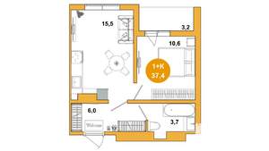 1-к квартира, вторичка, 37м2, 5/17 этаж