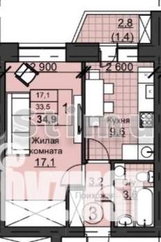 1-к квартира, вторичка, 35м2, 2/3 этаж