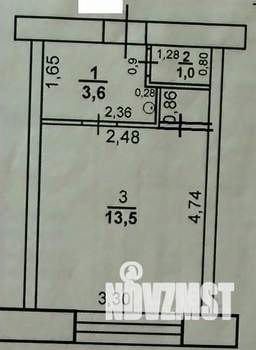 1-к квартира, вторичка, 20м2, 2/5 этаж