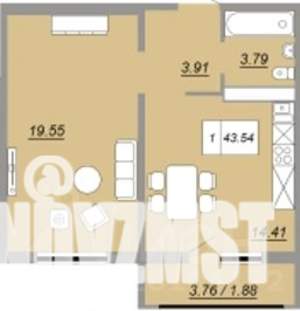 1-к квартира, вторичка, 44м2, 5/24 этаж
