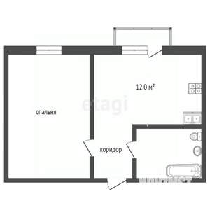 1-к квартира, вторичка, 30м2, 4/4 этаж