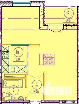 1-к квартира, вторичка, 42м2, 9/10 этаж