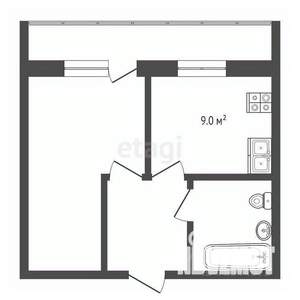 1-к квартира, вторичка, 38м2, 3/9 этаж