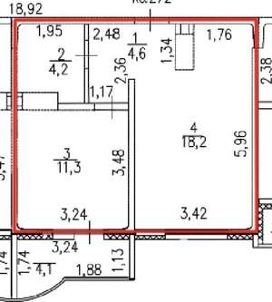 1-к квартира, вторичка, 38м2, 15/17 этаж