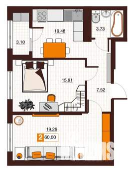 2-к квартира, вторичка, 60м2, 2/17 этаж