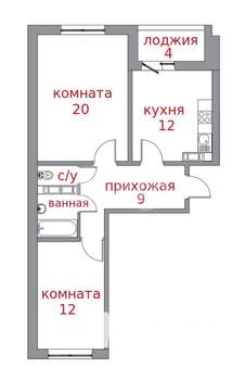 2-к квартира, вторичка, 62м2, 12/17 этаж