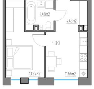1-к квартира, вторичка, 34м2, 2/11 этаж