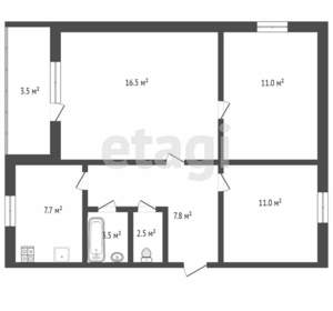 3-к квартира, вторичка, 51м2, 2/5 этаж