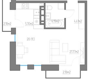 Студия квартира, вторичка, 40м2, 5/11 этаж