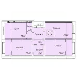 3-к квартира, вторичка, 93м2, 1/4 этаж