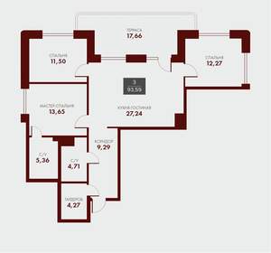 3-к квартира, вторичка, 94м2, 15/15 этаж