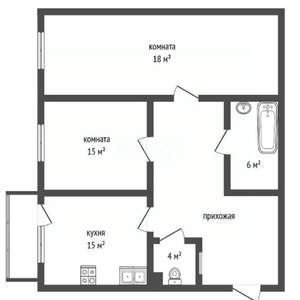2-к квартира, вторичка, 66м2, 7/12 этаж