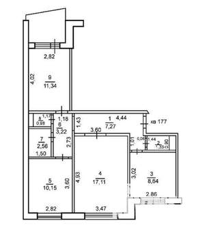 3-к квартира, вторичка, 63м2, 9/9 этаж