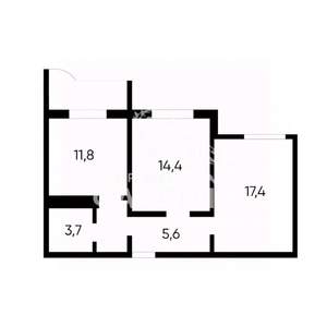 2-к квартира, вторичка, 56м2, 8/17 этаж