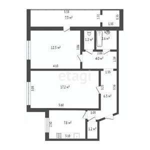 2-к квартира, вторичка, 53м2, 2/9 этаж