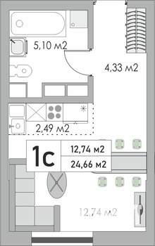 1-к квартира, вторичка, 25м2, 2/10 этаж