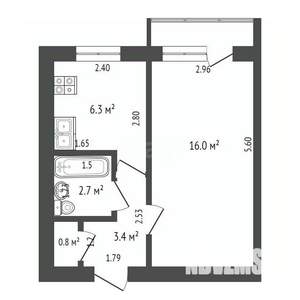 1-к квартира, вторичка, 34м2, 4/5 этаж