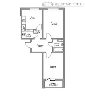 2-к квартира, вторичка, 60м2, 13/17 этаж