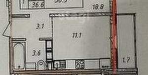 1-к квартира, вторичка, 38м2, 6/17 этаж