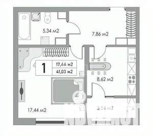 1-к квартира, вторичка, 41м2, 7/9 этаж