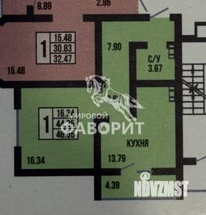 1-к квартира, вторичка, 47м2, 10/17 этаж