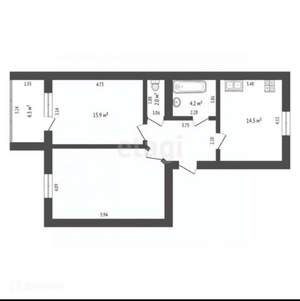 2-к квартира, вторичка, 71м2, 3/3 этаж