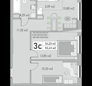 3-к квартира, вторичка, 53м2, 3/10 этаж