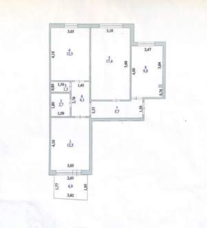 3-к квартира, вторичка, 66м2, 1/9 этаж