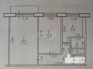 2-к квартира, вторичка, 44м2, 3/5 этаж