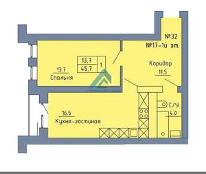 1-к квартира, вторичка, 48м2, 3/4 этаж