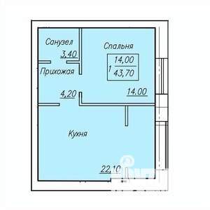 1-к квартира, вторичка, 44м2, 1/4 этаж