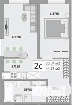 2-к квартира, вторичка, 45м2, 5/10 этаж