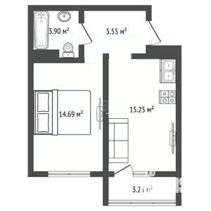 1-к квартира, вторичка, 40м2, 15/18 этаж