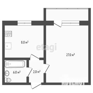 1-к квартира, вторичка, 31м2, 3/5 этаж