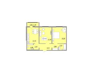 2-к квартира, строящийся дом, 62м2, 1/24 этаж
