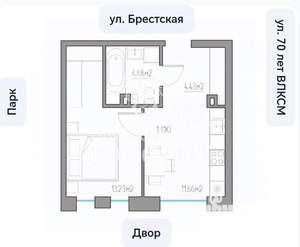 1-к квартира, вторичка, 34м2, 5/9 этаж