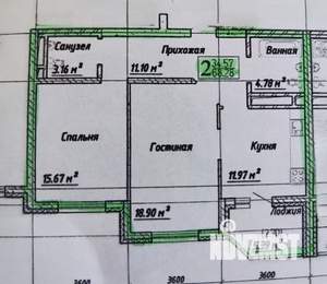 2-к квартира, вторичка, 71м2, 14/17 этаж