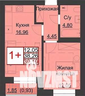 4-к квартира, строящийся дом, 39м2, 2/5 этаж