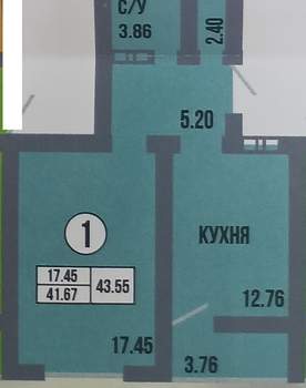 2-к квартира, вторичка, 60м2, 13/17 этаж